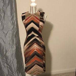 Calvin Klein Brown Multi Color Sheath Dress Sz 2